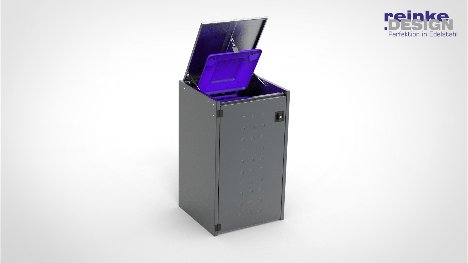 Müllbox Typ Boxxi Stahl verzinkt Anthrazit RAL-7016 mit Kipp-Deckel für 1x 120L – Bild 3