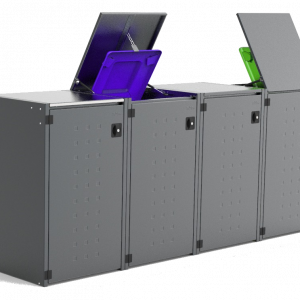 Müllbox Typ Boxxi Stahl verzinkt Anthrazit RAL-7016 mit Kipp-Deckel für 4x240L