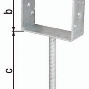 U-Pfostenträger ETA-10/0210 91x100x200x60mm TZN m.Betonanker a.Riffelstahl GAH