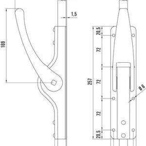 Tortreibriegel PLANO 19mm Schlaufenanzahl 4 LM hell verz.DENI