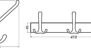 Huthakenleiste 0822-0823 3 Hak.A.96mm LM silberf.elox.H.102mm HERMETA
