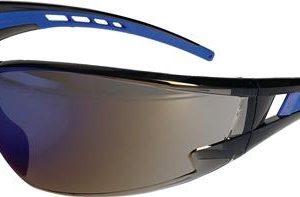 Schutzbrille EN 166 EN 172 Bügel schwarz/blau,Scheibe verspiegelt