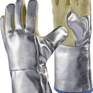 Hitzeschutzhandschuhe 5-Finger Universalgröße gelb/silber m.alumin.Preox-Aramid