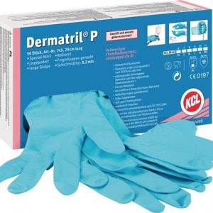 Einw.-Handsch.Dermatril P 743 Gr.7 blau Nitril 50 St./Box