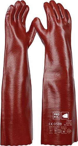 Chemikalienschutzhandschuh Pirat Gr.10 rotbraun PVC EN388,EN ISO374-1 PSAIII - VPE: 6