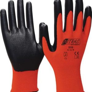 Handschuhe Nitril Foam Gr.11 rot/schwarz Nyl.m.Nitrilschaum EN 388 PSA II NITRAS - VPE: 12